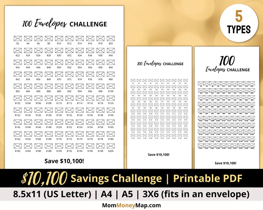 10k Savings Challenge Printable PDF Save 10000 in 100 Days - Etsy