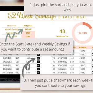 52 Week Savings Challenge Google Sheets Template Stay Motivated To Save With This 52 Weeks Money Challenge Spreadsheet Digital Download image 6