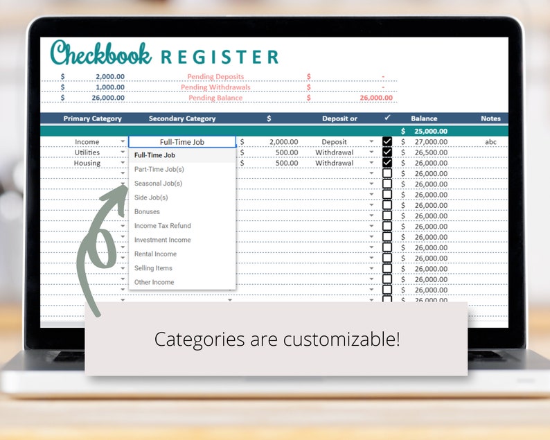 Checkbook Register Google Sheets Spreadsheet Track Your Bank Accounts