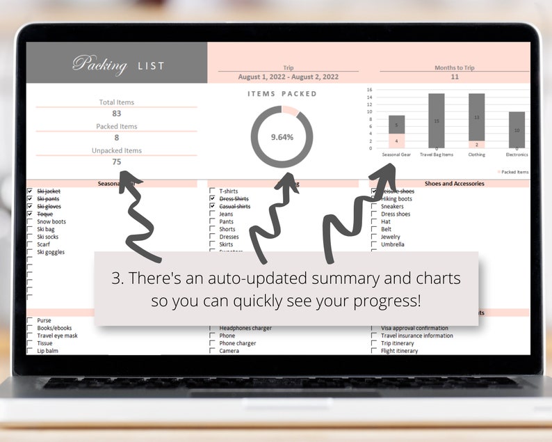Packing List Excel Spreadsheet Template for Vacation Vacation Travel