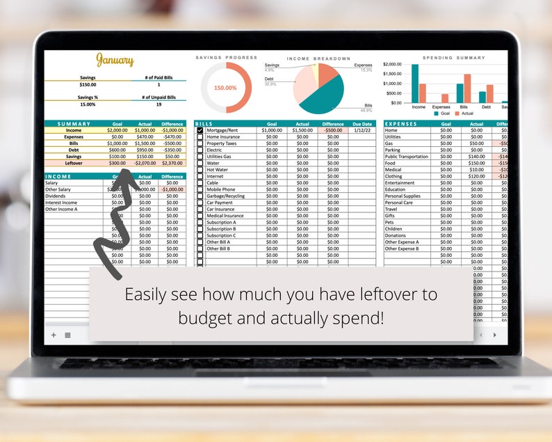 Simple Budget Google Sheets Spreadsheet Template Personal - Etsy