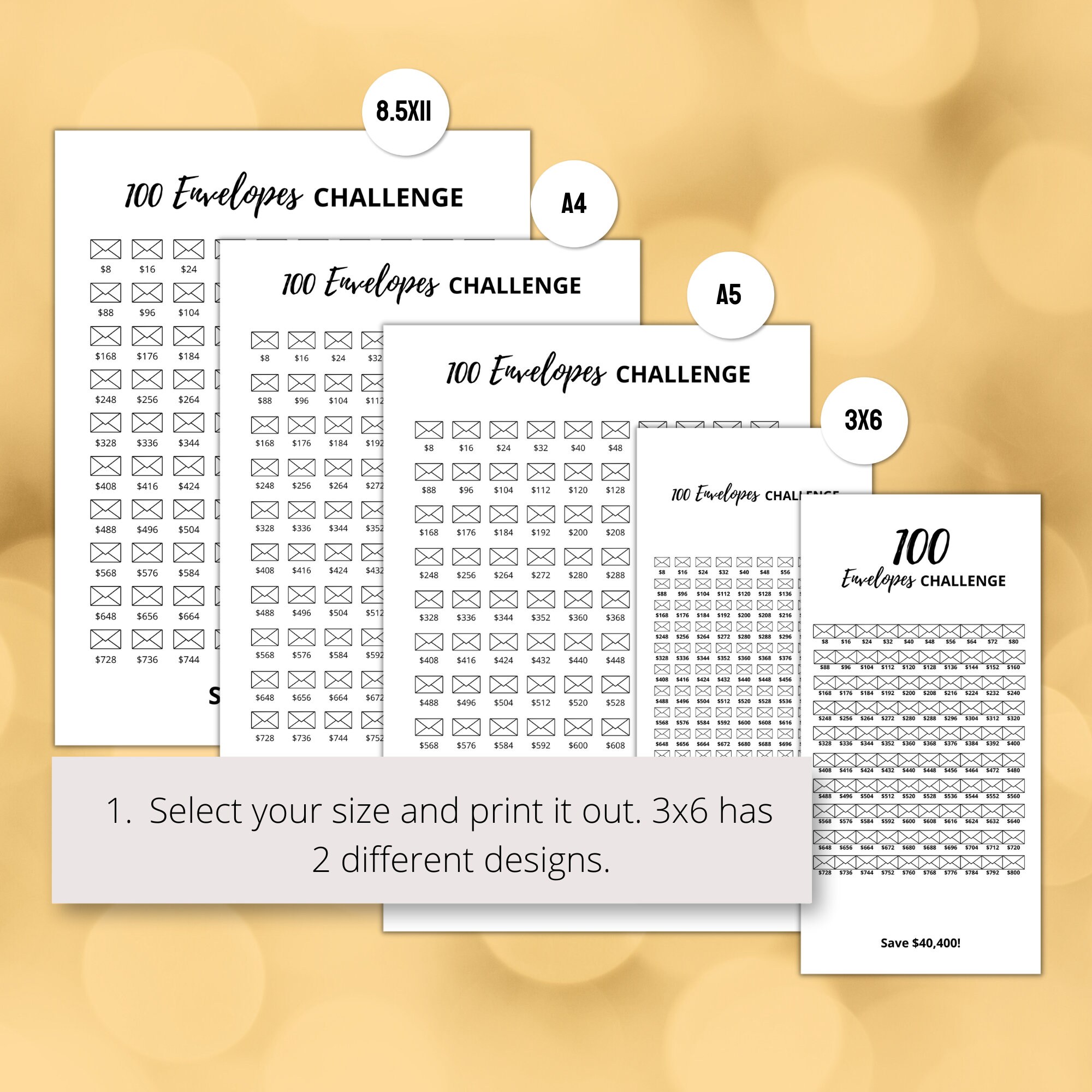 40k Savings Challenge Printable PDF, Save 40000 in 100 Days, 100 ...