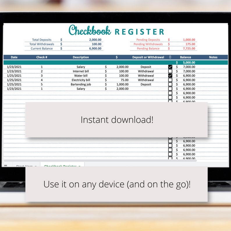Simple Checkbook Register Google Sheets Spreadsheet, Track Your Bank