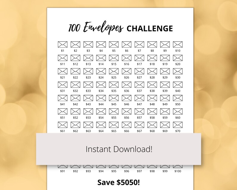 5k Savings Challenge Printable PDF Save 5000 in 100 Days 100 - Etsy