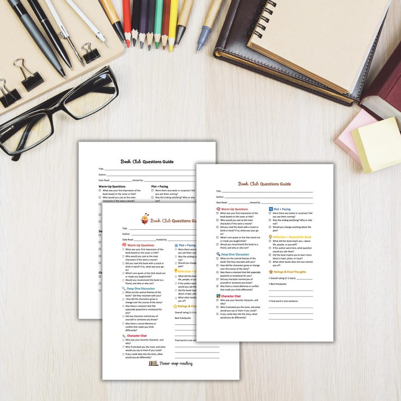 Book Club Discussion Guide Printable PDF, Reading Group Questions PDF ...