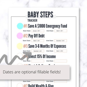 Dave Ramsey Baby Steps Tracker, Steps 1-7 Planner Printable PDF Digital ...