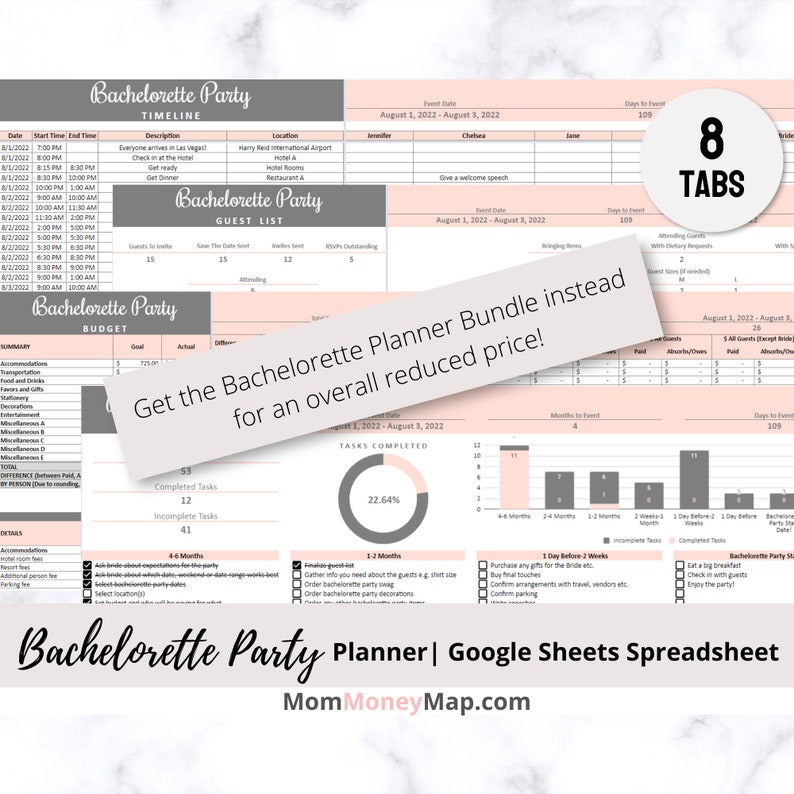 Bachelorette Budget Google Sheets Spreadsheet to Plan Your Bach Party