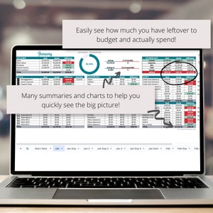 3 Monthly Budget Google Sheets Spreadsheets Planner Template, Plan and Track your 3 Budgets per Month Digitally, Includes an Annual Summary image 4
