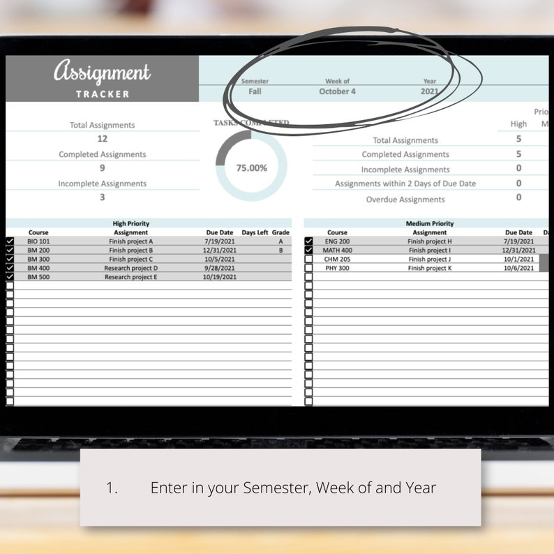 Homework Tracker Google Sheets Spreadsheet Template, Assignment Log ...