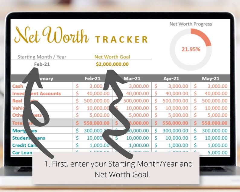 Net Worth Tracker Google Sheets Spreadsheet | Track Your Assets Over ...