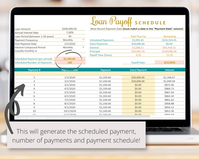 Loan Repayment Google Sheets Spreadsheet Mortgage Etsy