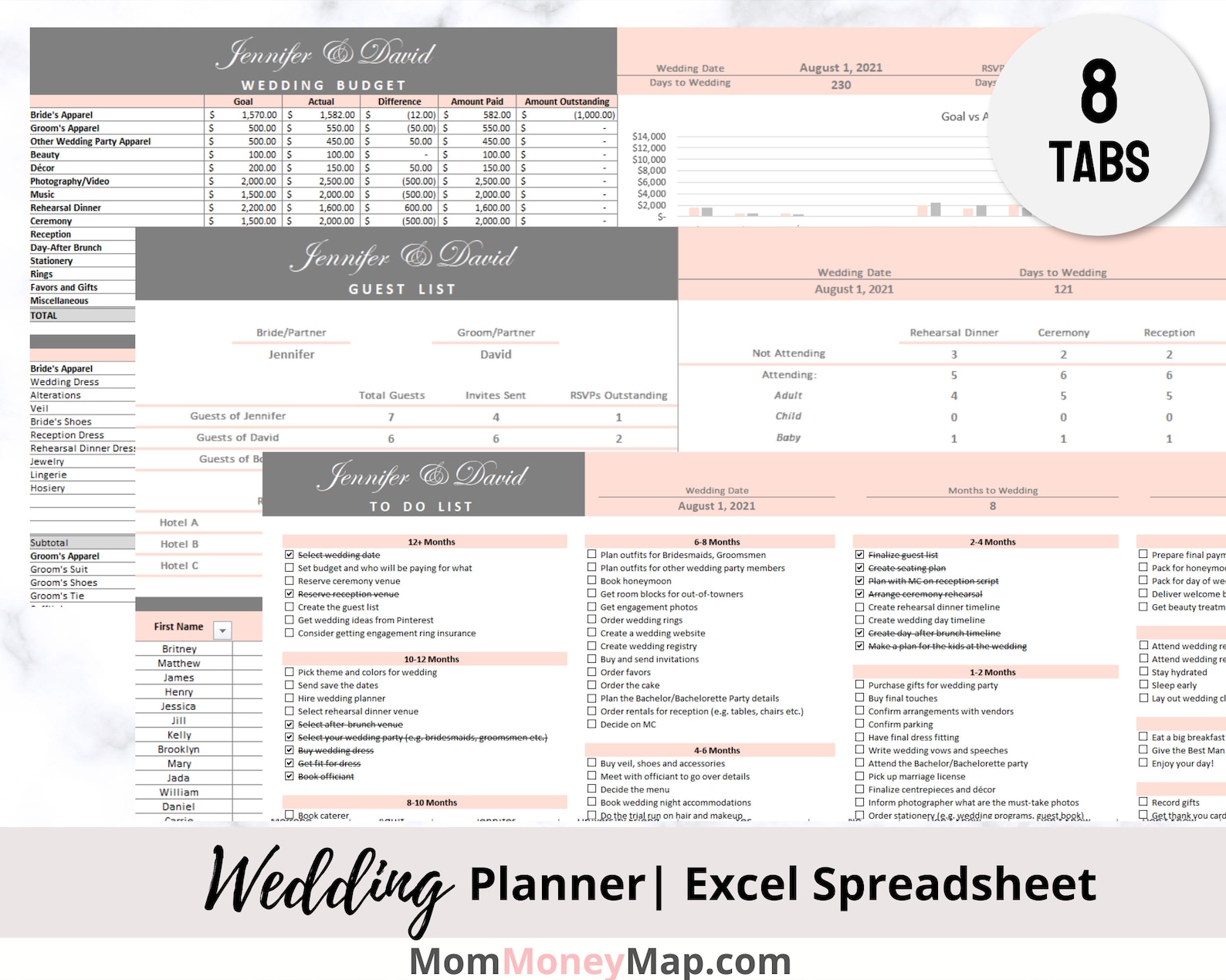 Wedding Planning Excel Spreadsheet Bundle Wedding Planner Etsy
