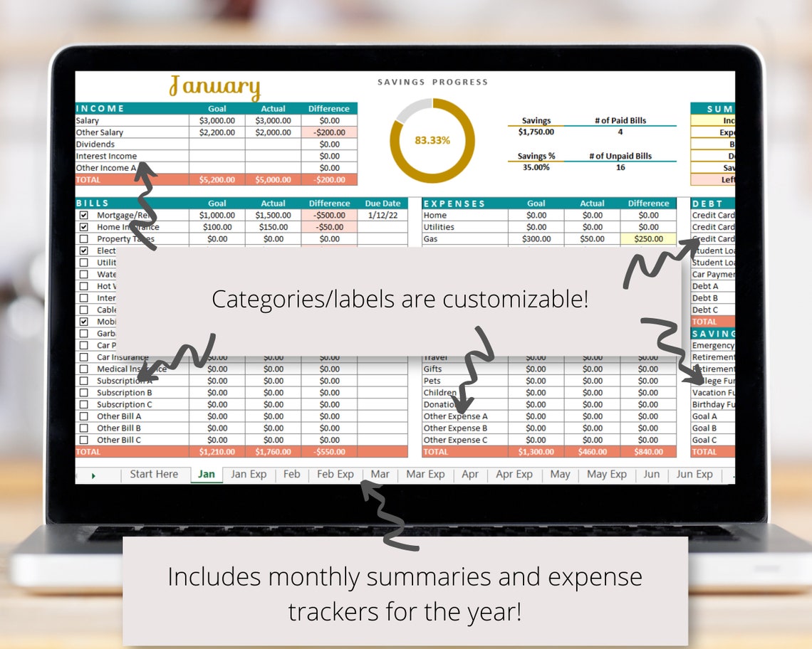 Simple Budget Spreadsheet Excel Template for Easy Budgeting | Etsy Canada