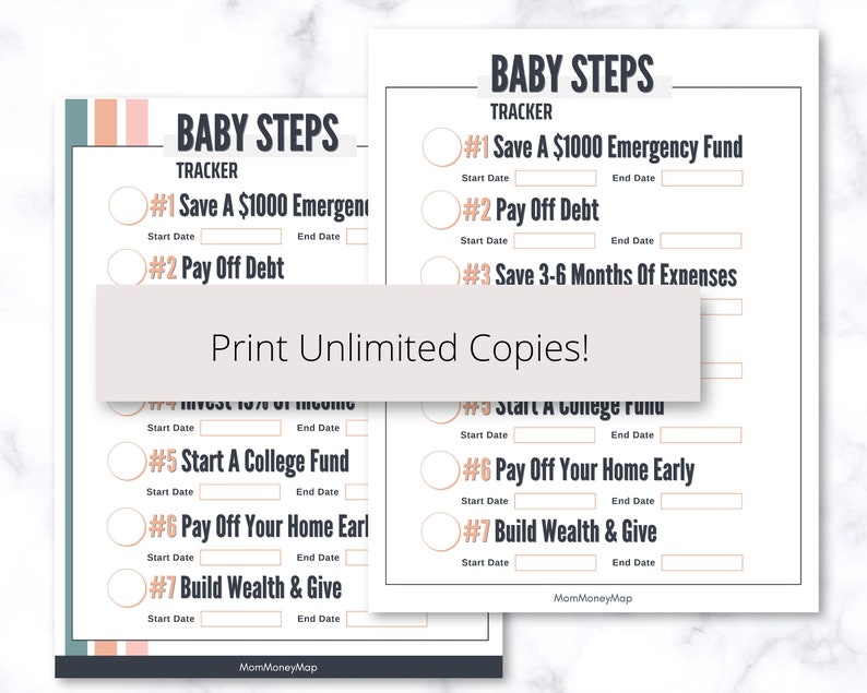 Dave Ramsey Baby Steps Tracker, Steps 1-7 Planner Printable PDF Digital ...