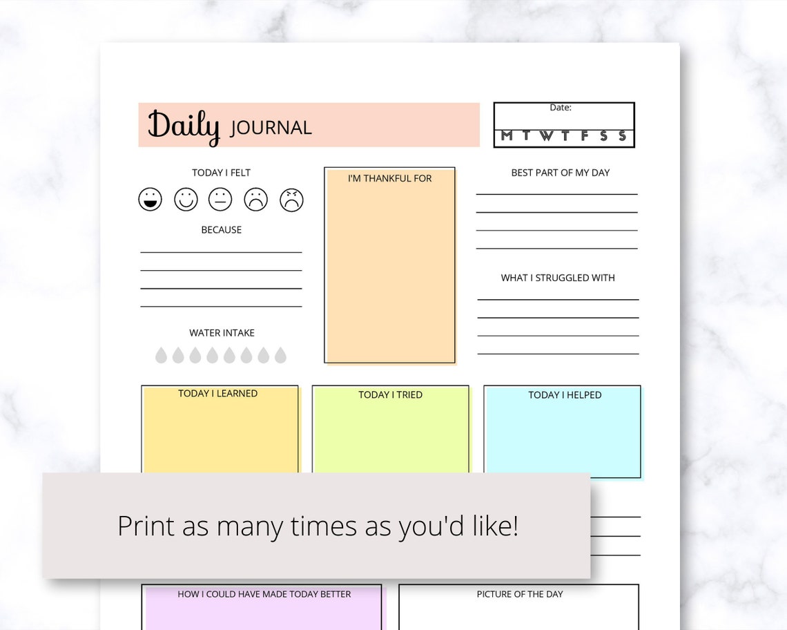 Kids Daily Journal Printable Kids Journal DIY Journal - Etsy