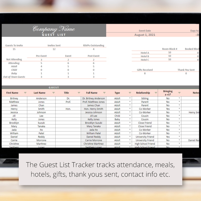 Gala Party Planner Google Sheets Spreadsheet Template for Fundraisers & Charity Events, Party Planner Organizer for Coordinators, Organizers image 4