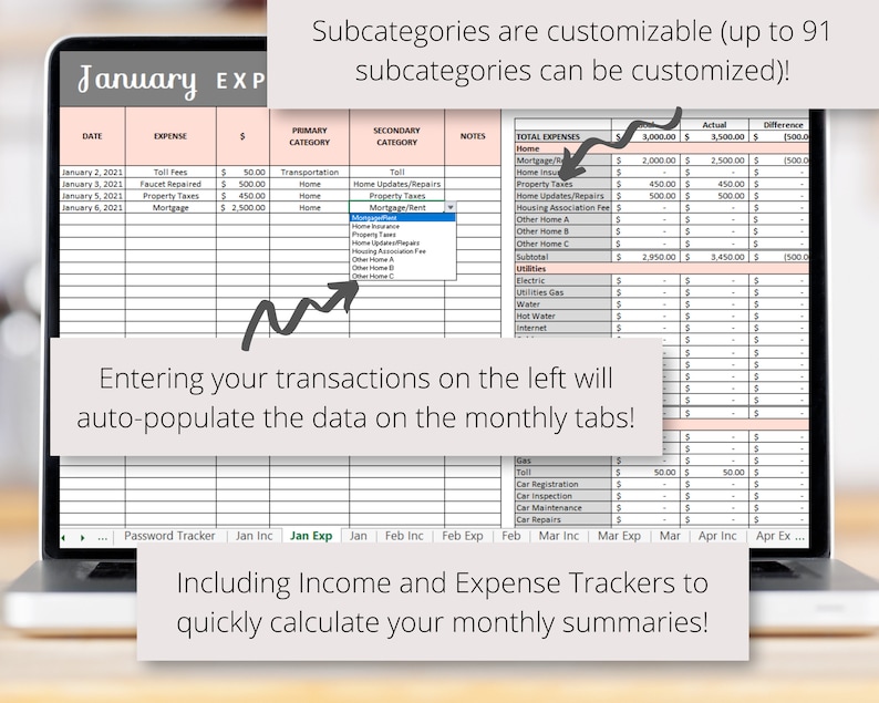 Budget Spreadsheet, Excel Budget Worksheet, Budget Planner Excel, Monthly Budget Download, Expense Tracker, Savings Tracker image 2