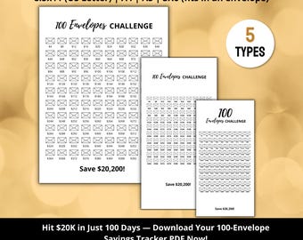 20K Savings Challenge Printable PDF for Saving Money, Tracking Progress and Reaching Savings Goals (Digital Download)