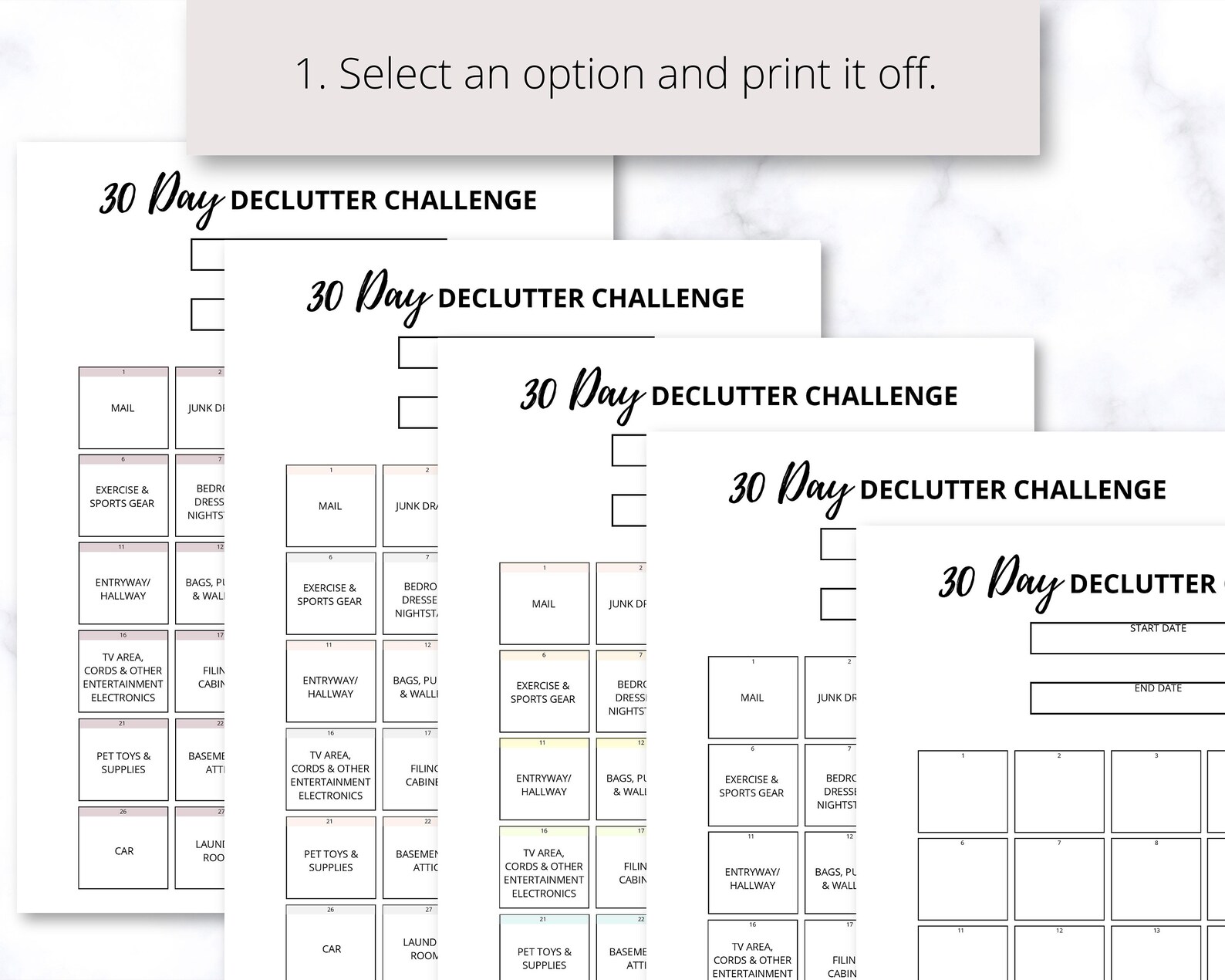 30 Day Declutter Challenge Printable, Declutter Tracker Checklist Guide ...