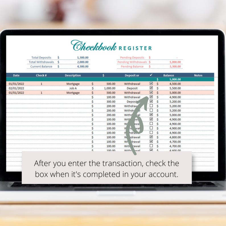 Check Transaction Spreadsheet Simple Checkbook Register Excel Spreadsheet, Track Your Bank Accounts ...