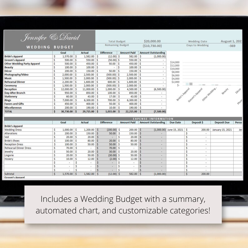 Wedding Planning Excel Spreadsheet Template Digital Download, Best