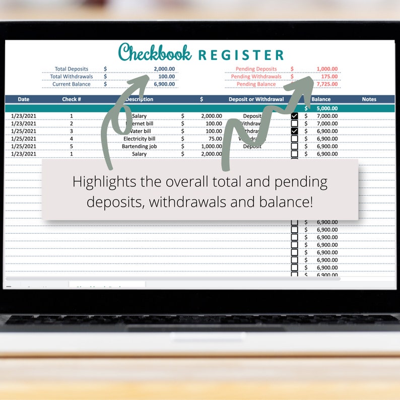 Simple Checkbook Register Google Sheets Spreadsheet, Track Your Bank