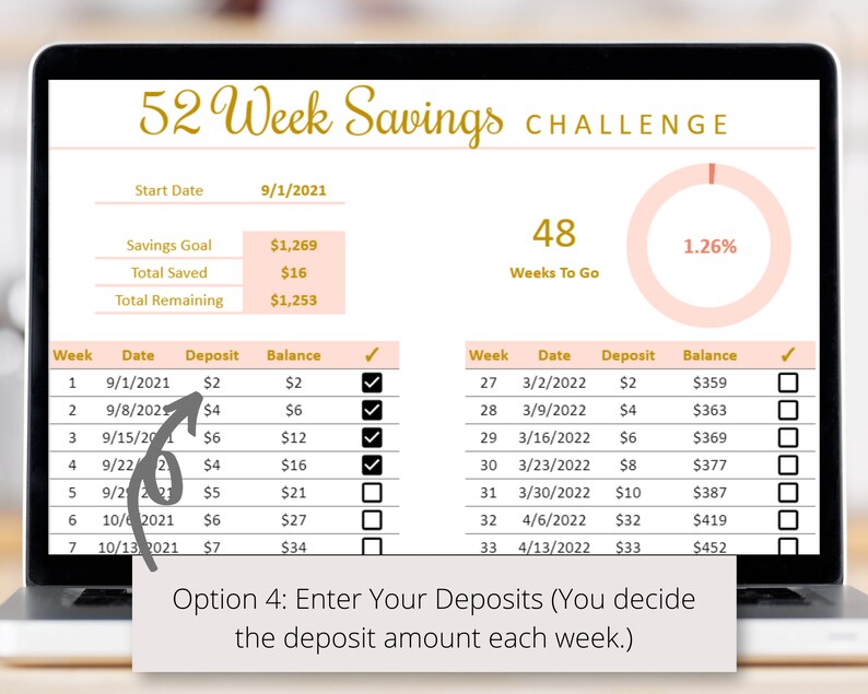 52 Week Savings Challenge Google Sheets Template Stay Motivated To Save With This 52 Weeks Money Challenge Spreadsheet Digital Download image 5