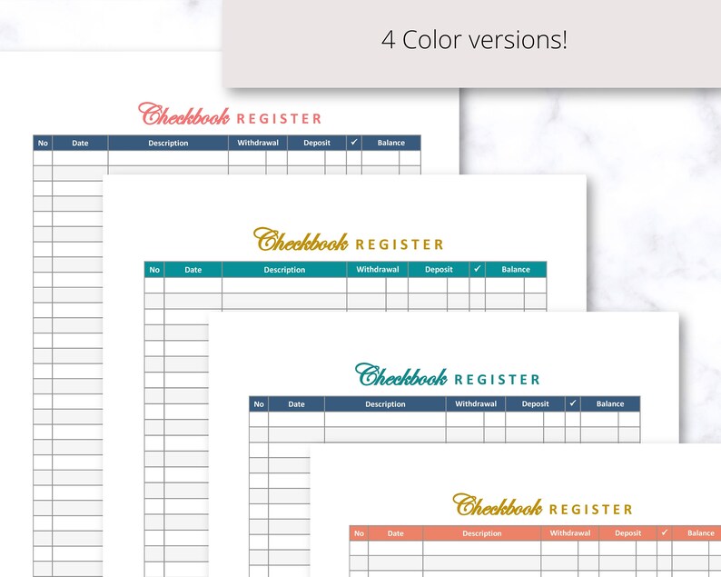 Check Register Printable, Printable Checkbook Register, Checkbook Log ...