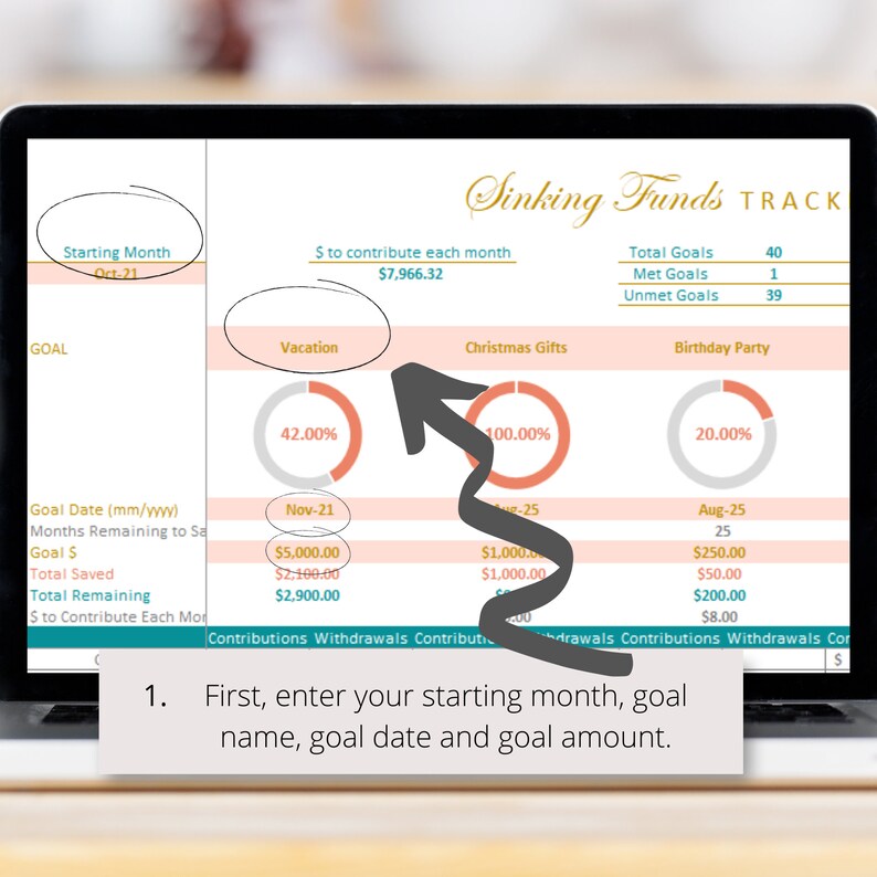 Sinking Funds Tracker Excel Spreadsheet, Savings Goal Recorder Tracker ...