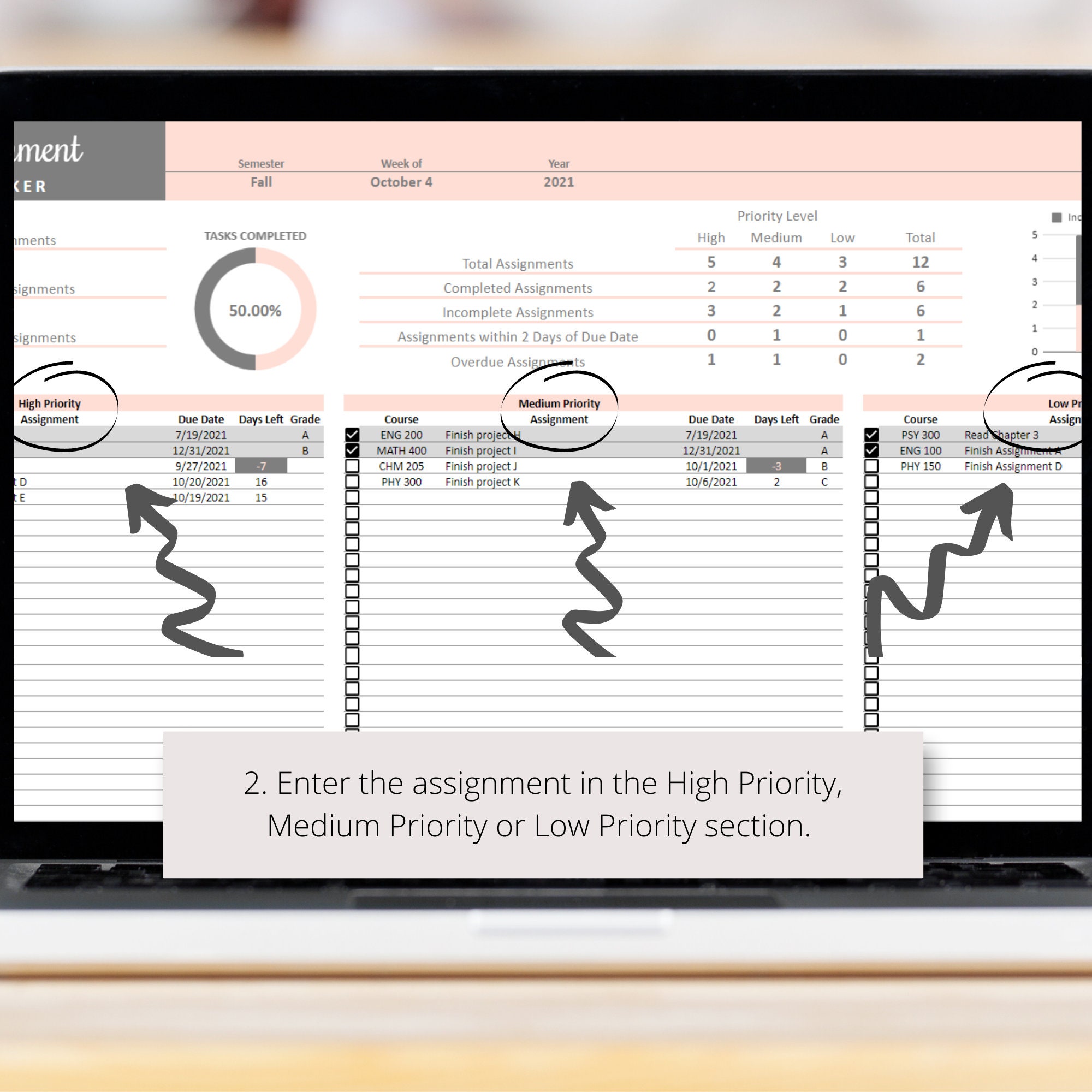 High School Homework Planner Google Sheets Spreadsheet, Class ...