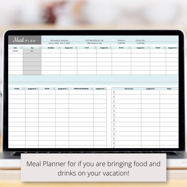 Vacation Planner Excel Spreadsheet Template, Editable Trip Organizer ...