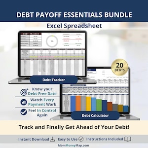 Debt Payoff Tracker Excel Spreadsheet Bundle for Tracking Loans, Credit Cards, Payments and Debt Repayment Progress (Digital Download)