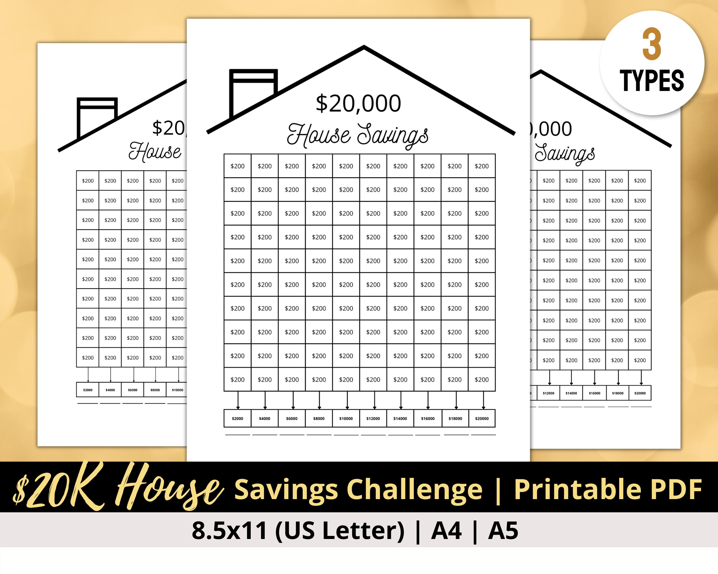20K House Savings Tracker Printable House Saving Challenge - Etsy Canada