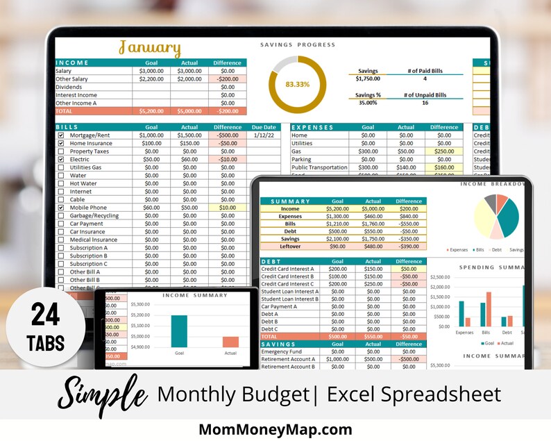 Simple Budget Spreadsheet Excel Template for Easy Budgeting - Etsy Canada