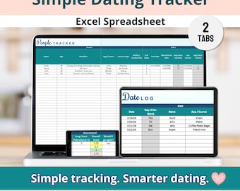 Simple Dating Tracker Excel Spreadsheet, Minimalist Relationship Organizer, Easy Date Planner Template