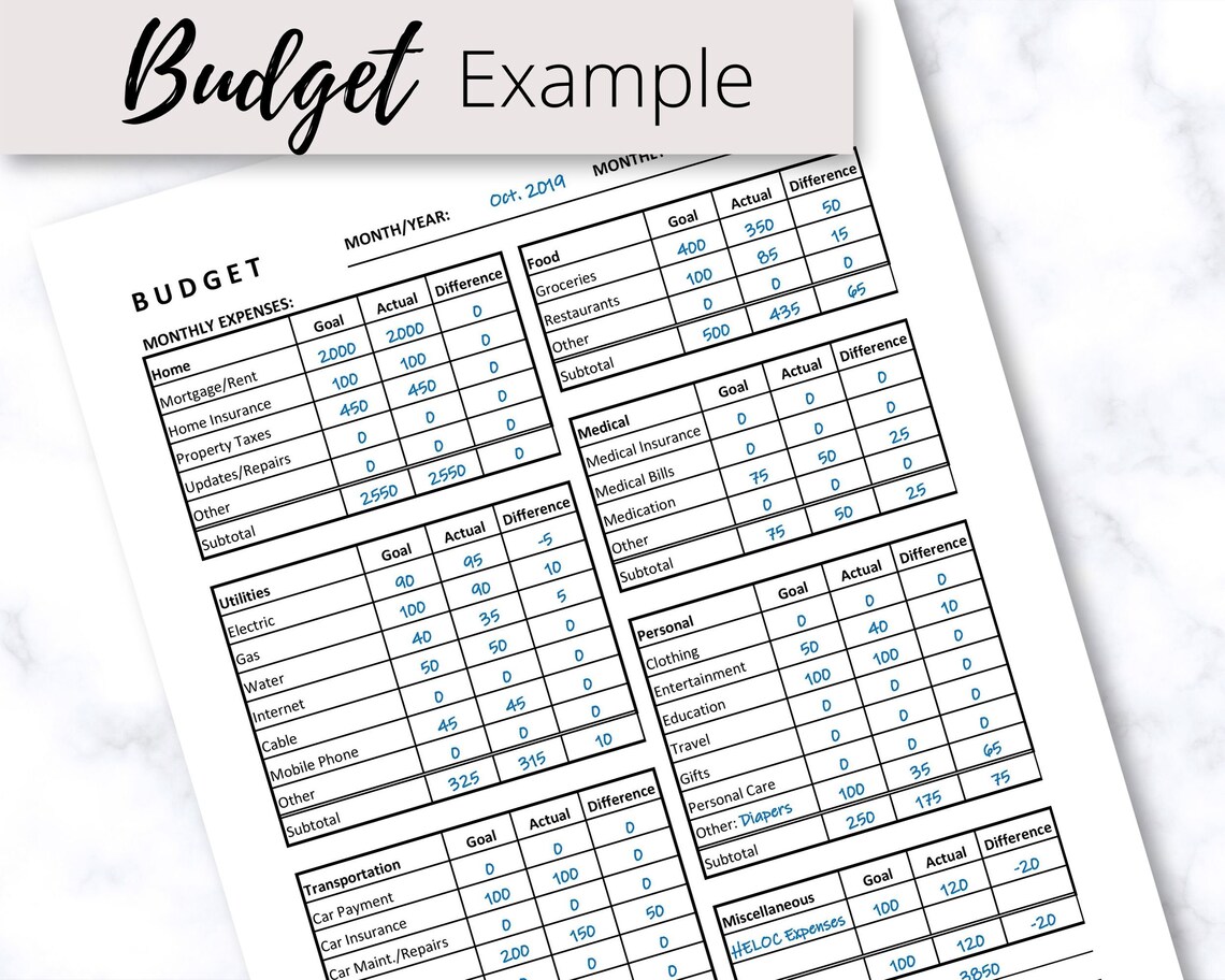 Budget Planner Printable Budget Inserts Budget Sheets Etsy Canada