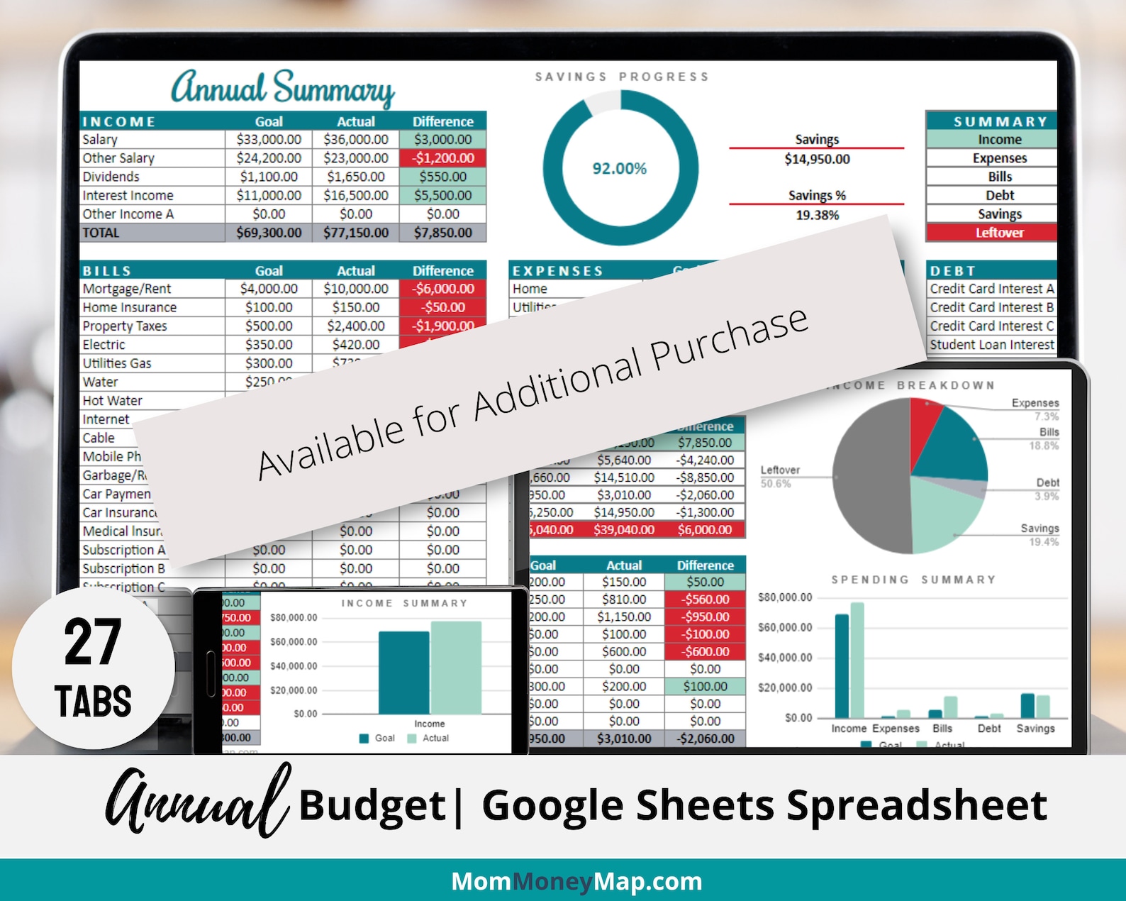 Checkbook Register Google Sheets Spreadsheet | Track Your Bank Accounts ...