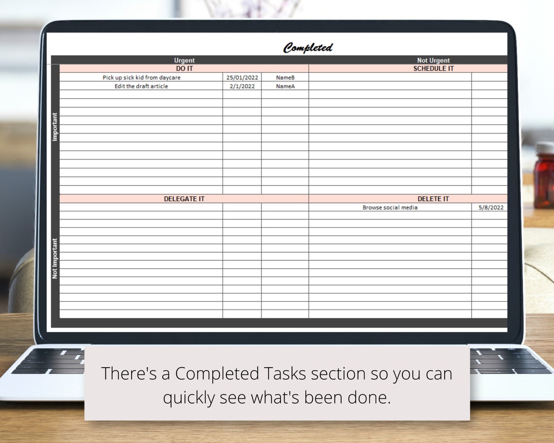Task Priority Matrix Planner Using the Urgent-important Quadrants ...