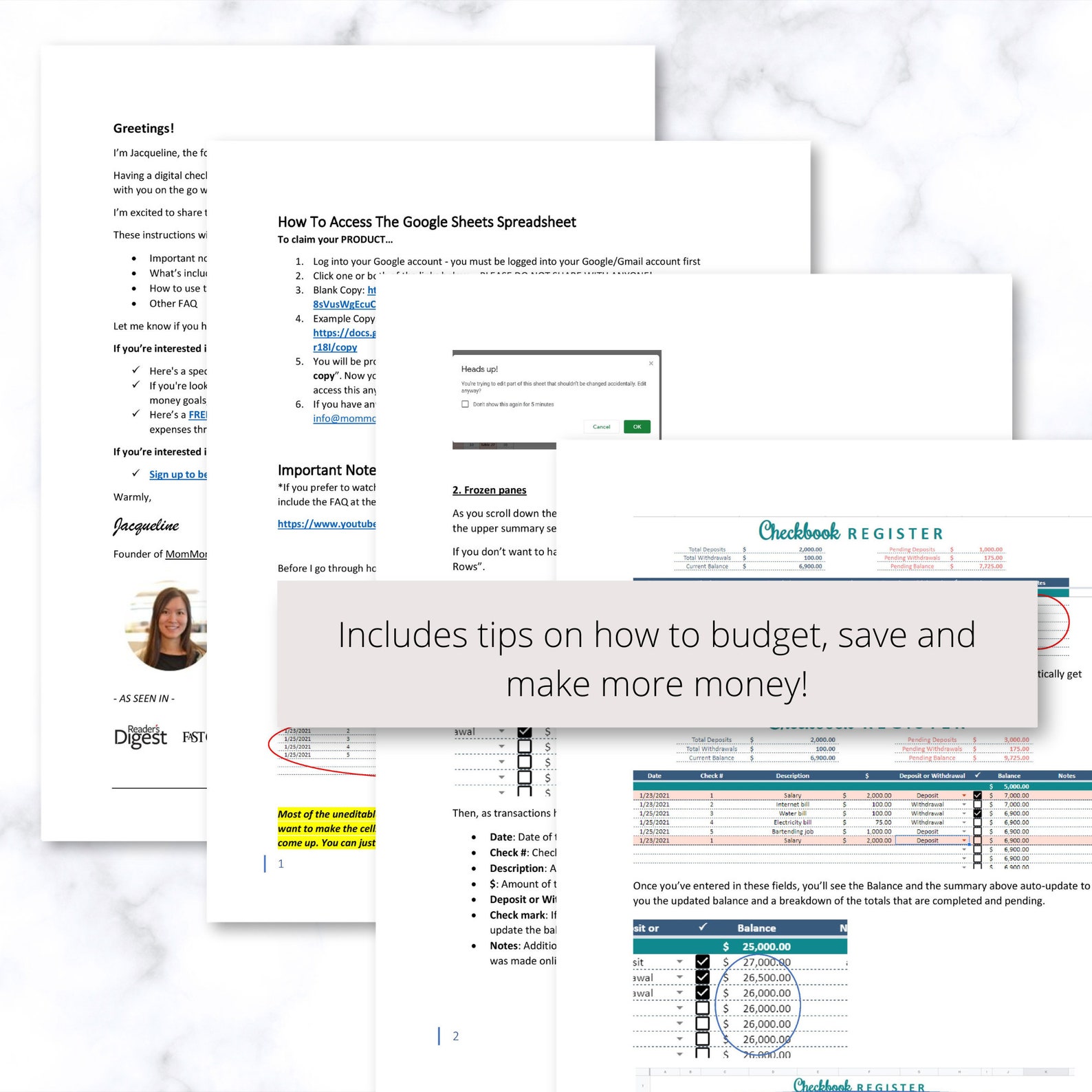 Simple Checkbook Register Google Sheets Spreadsheet, Track Your Bank