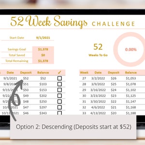 52 Week Savings Challenge Google Sheets Template Stay Motivated To Save With This 52 Weeks Money Challenge Spreadsheet Digital Download image 3