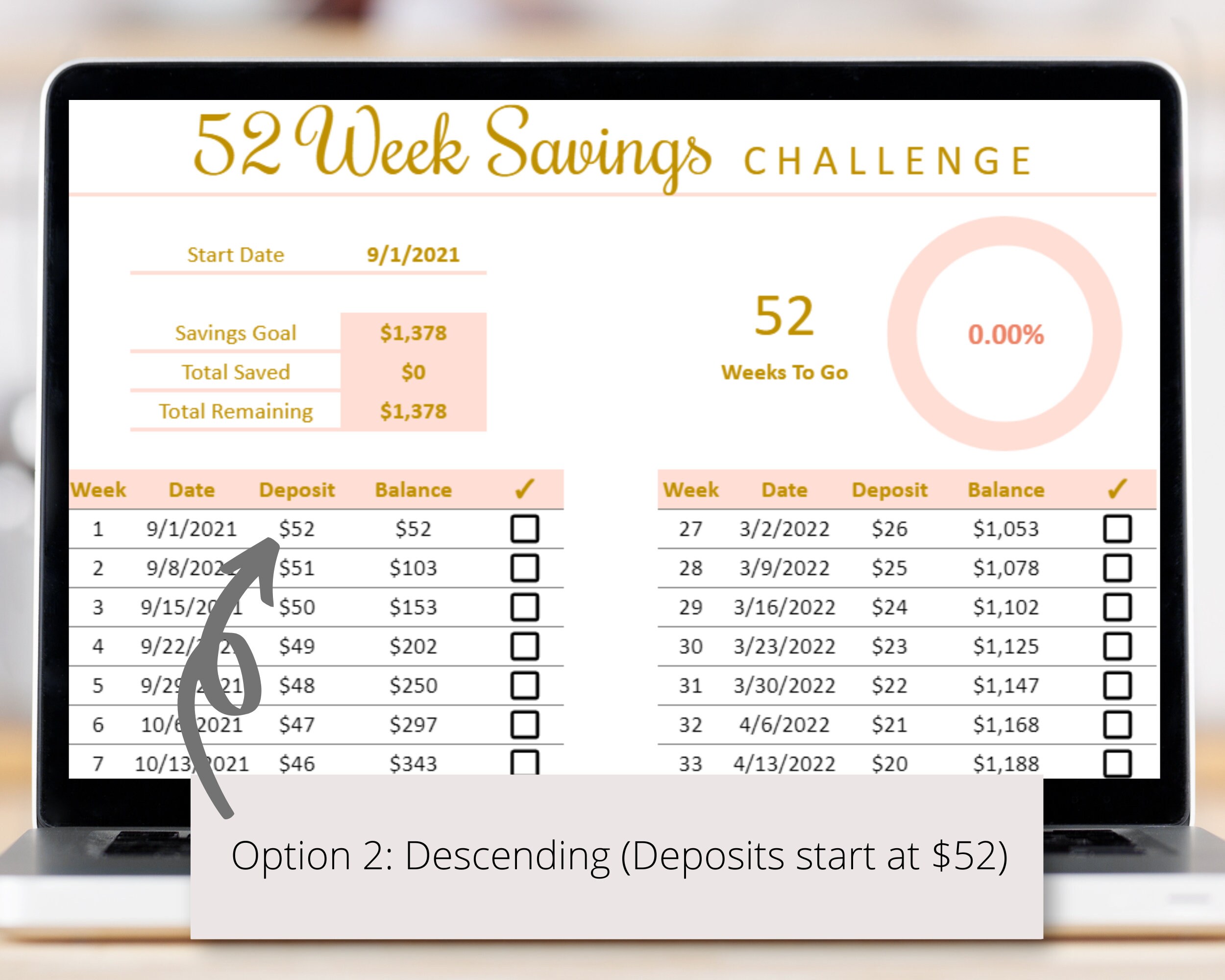 52 Week Savings Challenge Google Sheets Template, Stay Motivated to ...