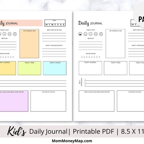 Kids Daily Journal Printable Kids Journal DIY Journal - Etsy