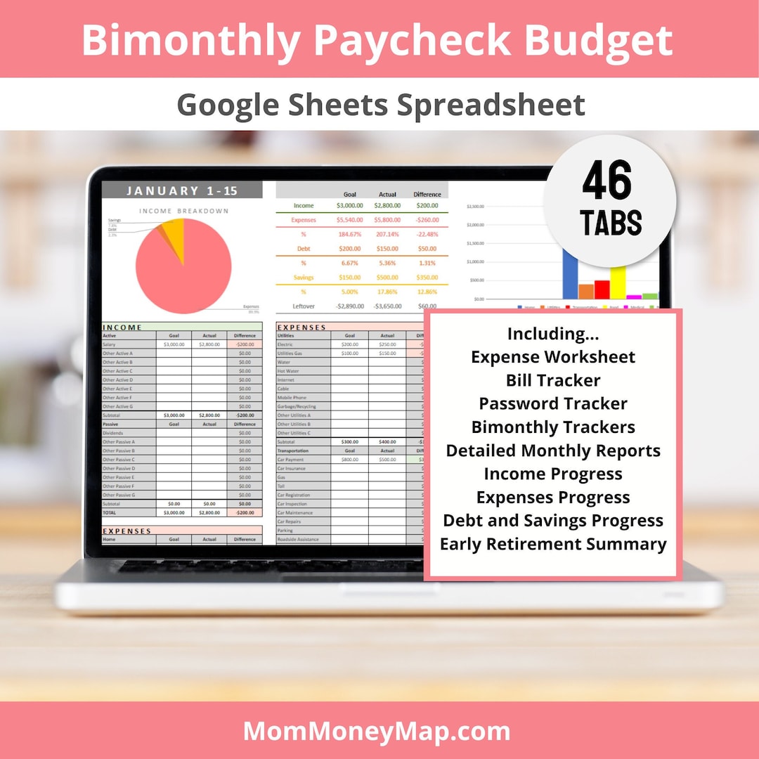 Bi Monthly Budget Planner Template | Budget and Track Your Paycheck and ...