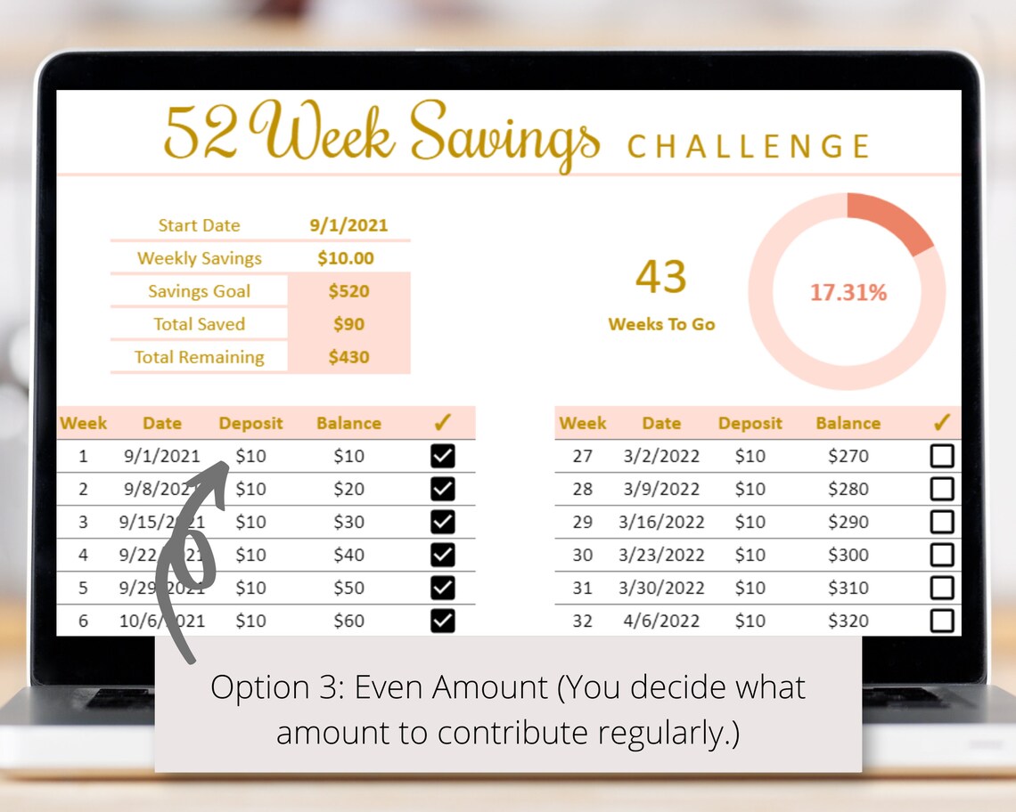 52 Week Savings Challenge Google Sheets Template, Stay Motivated to ...