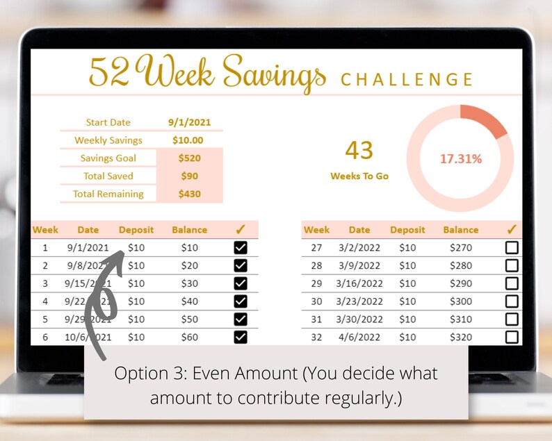 52 Week Savings Challenge Google Sheets Template Stay Motivated To Save With This 52 Weeks Money Challenge Spreadsheet Digital Download image 4