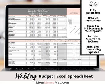 Wedding Budget Excel Spreadsheet | Planner Template | Instant Download