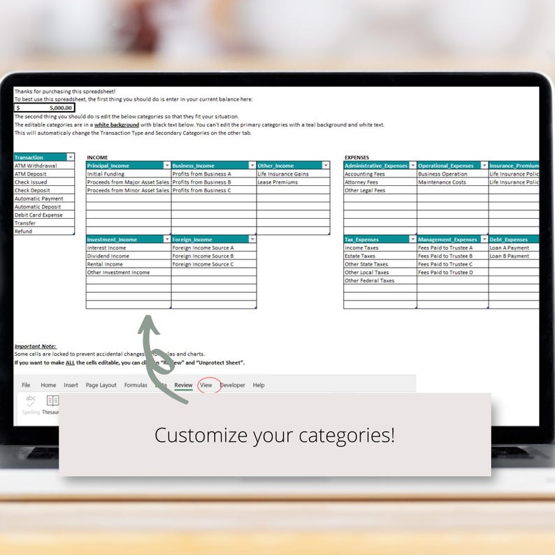 Trust Account Ledger Excel Spreadsheet, Estate and Trustee Accounting ...