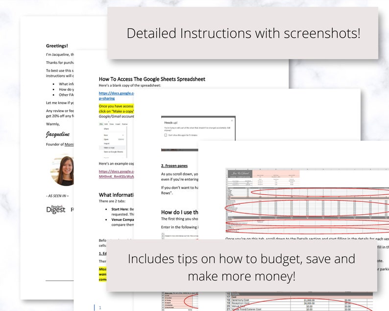 Wedding Venues Comparison Google Sheets Spreadsheet Compare Etsy