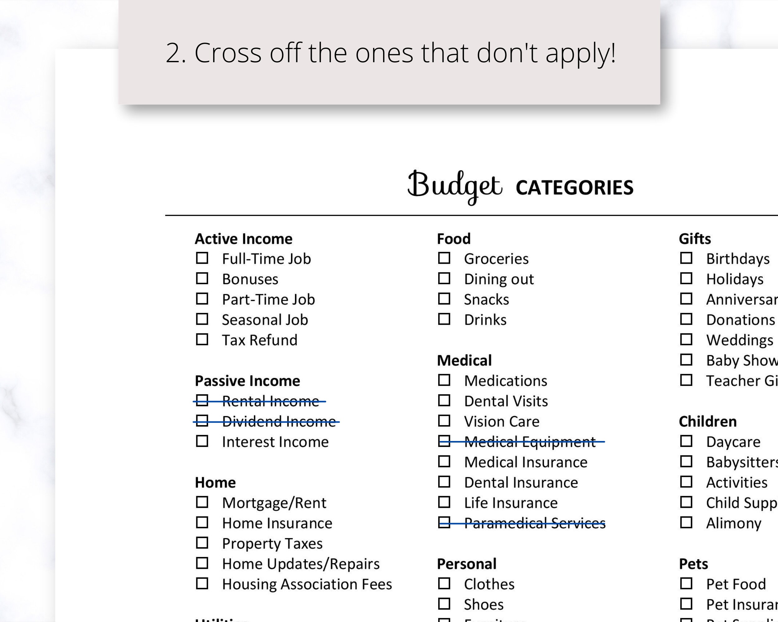 Lista de categorías de presupuesto, categorías de presupuesto, categorías  de gastos/gastos/finanzas/gastos/efectivo/dinero, descarga digital en PDF  imprimible - Etsy México, image size:2500x2000