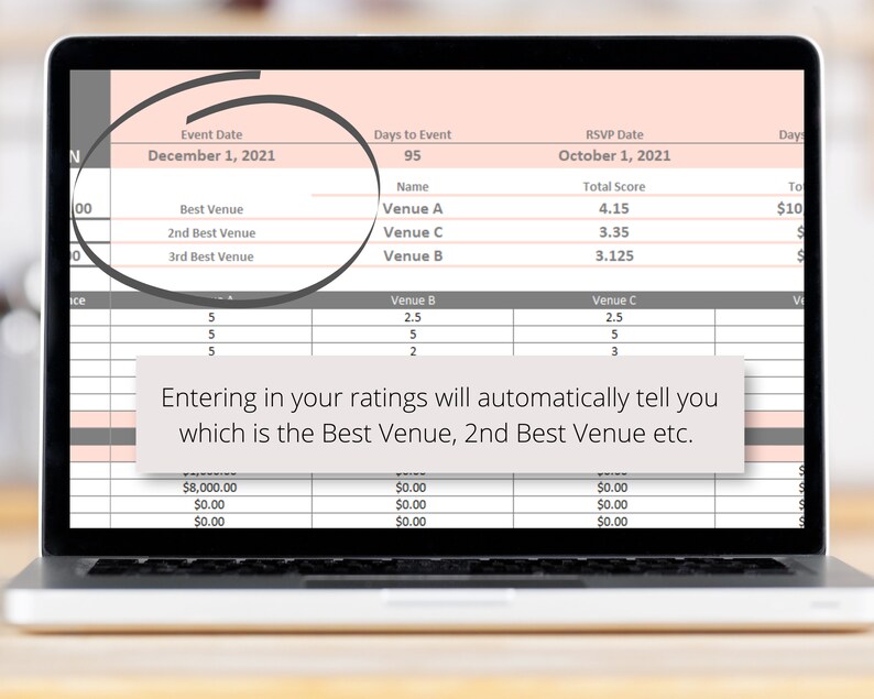 Wedding Venues Comparison Google Sheets Spreadsheet Compare Etsy